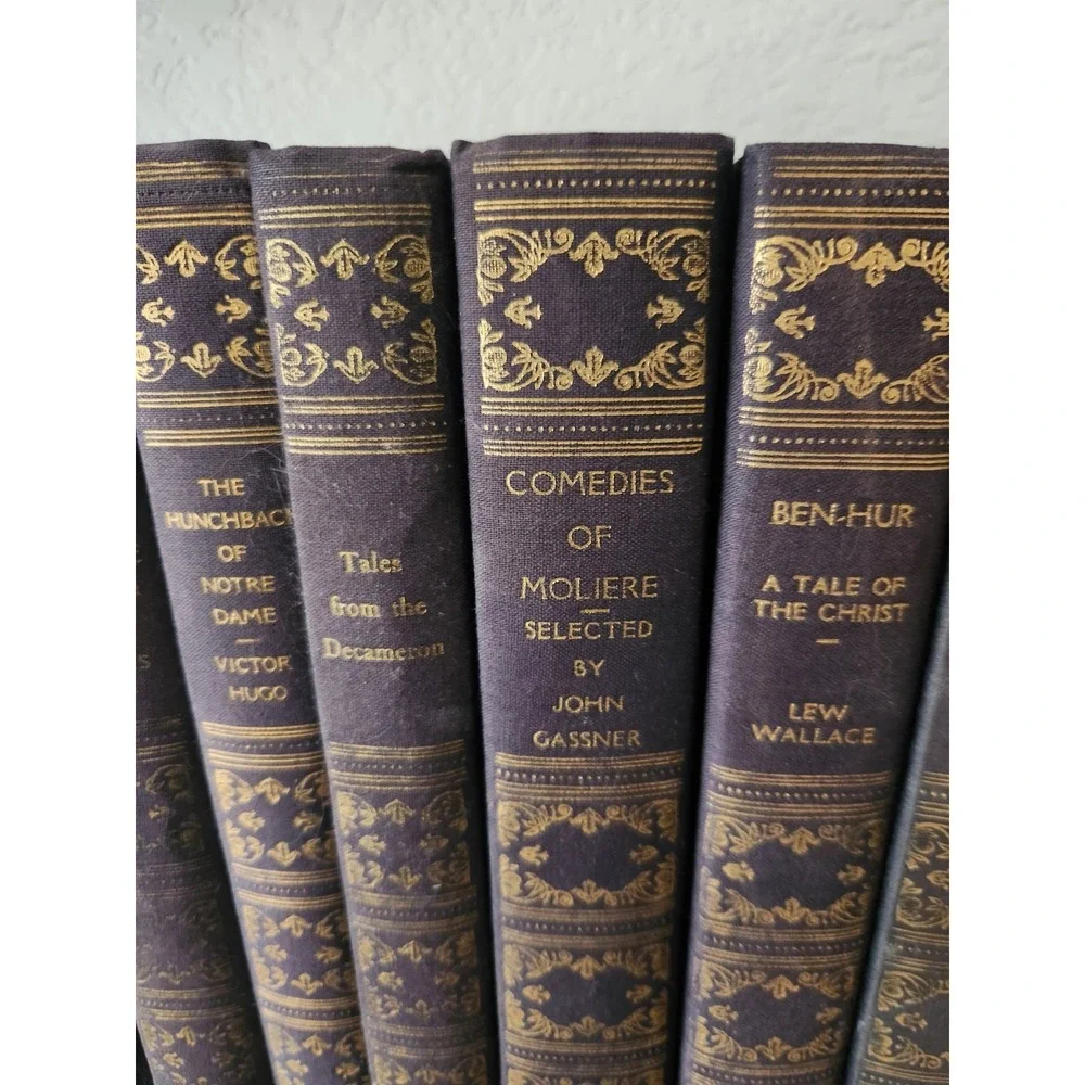 Vtg Book League America Puritan‎ Liberty Set (9) HC 1940s Navy Blue Gold Books